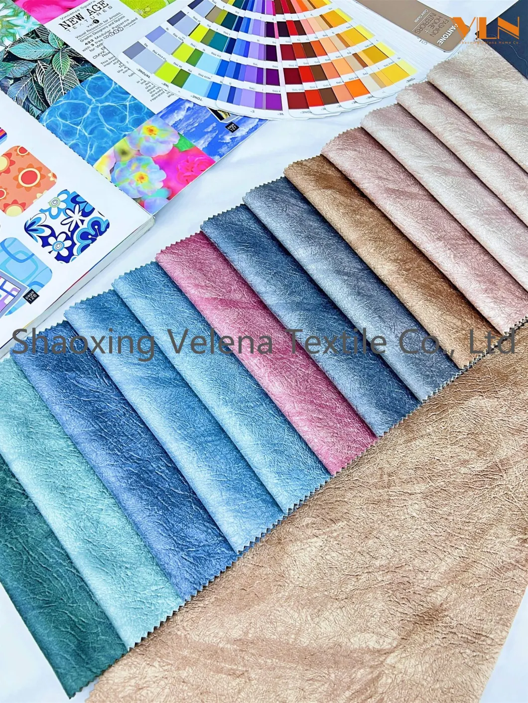 New Arrival Home Textile Holland Velvet Dyeing with Print and Electric Emboss Upholstery Furniture Sofa Curtain Fabric