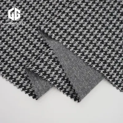 Tecido Jacquard de algodão e náilon poliéster Houndstooth para roupas de malha